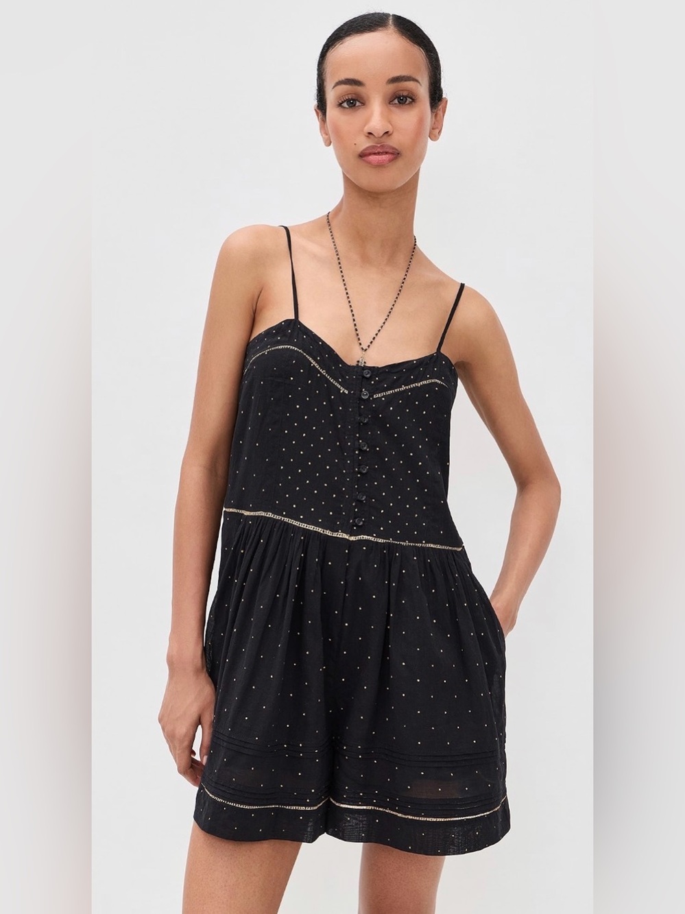 NWOT Isabel Marant Etoile Vickie Romper Shorts Jumpsuit Black Gold 40 US 8 Large